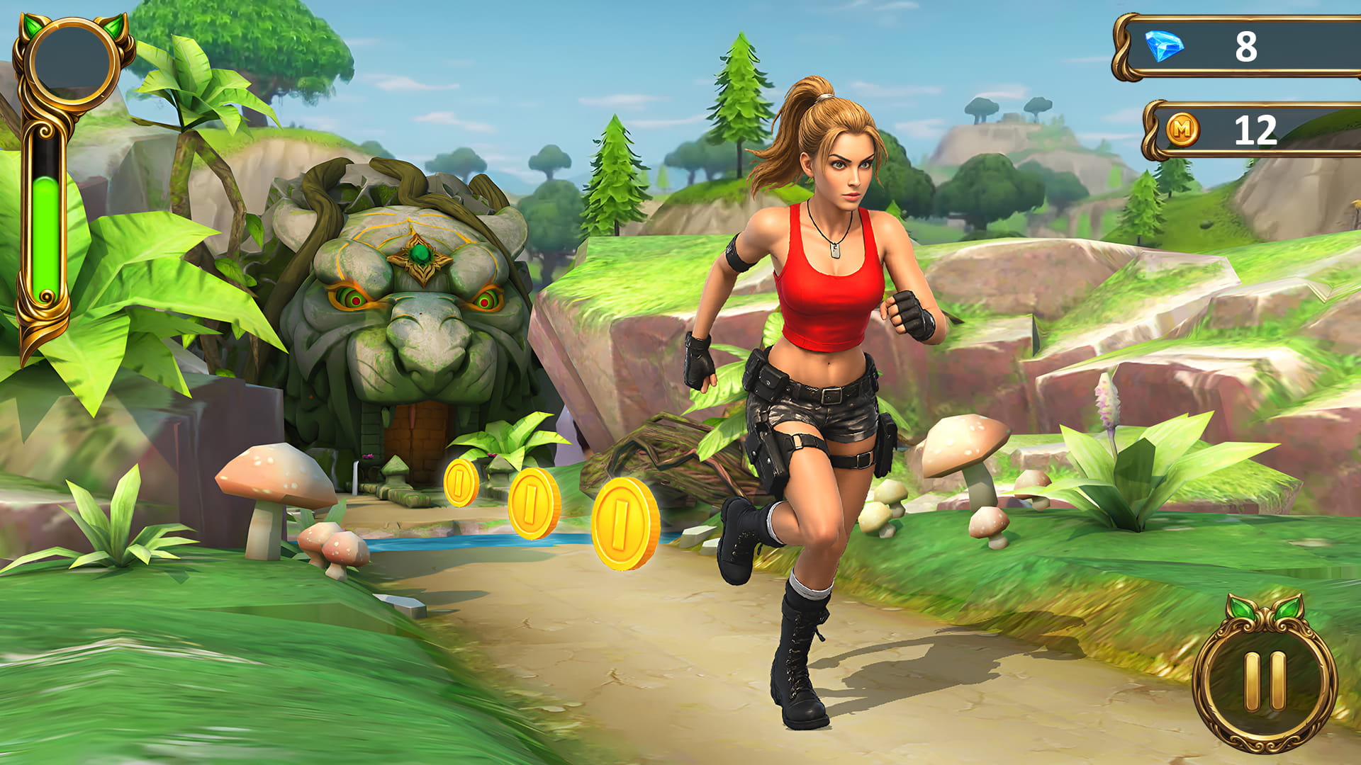 Jungle Sprint gameplay screenshot — character running through a jungle temple path